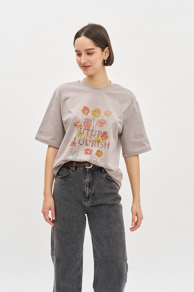 Future Flourish Oversized T Grey