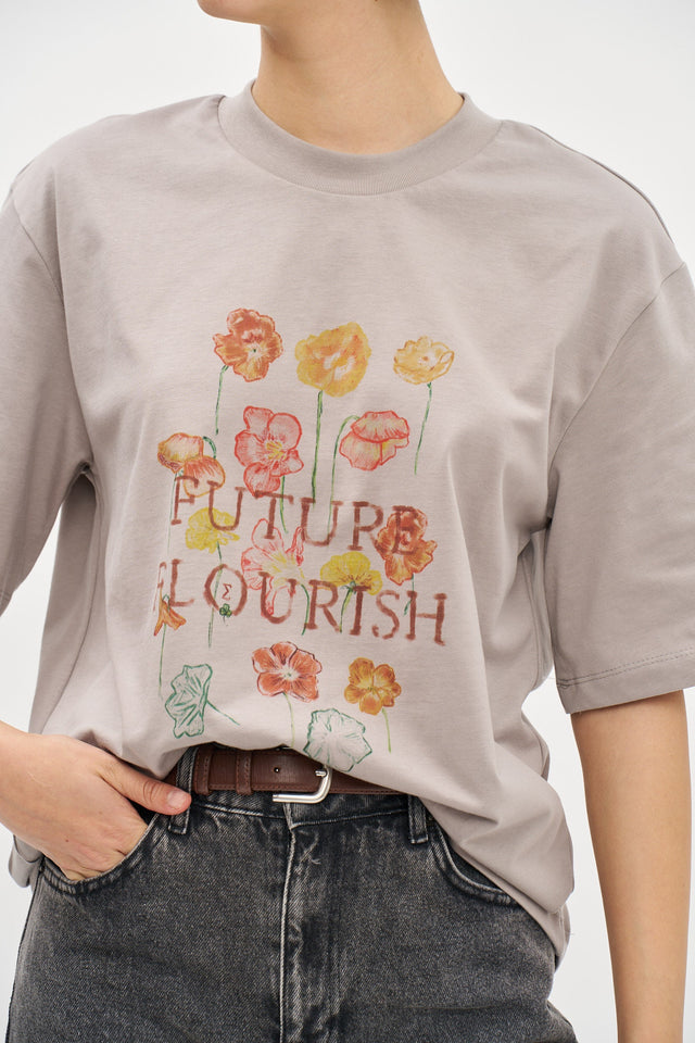 Future Flourish Oversized T Grey