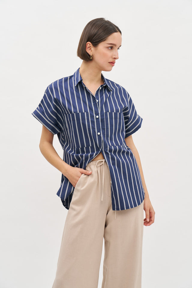 Daniel Blouse Navy Blue stripes