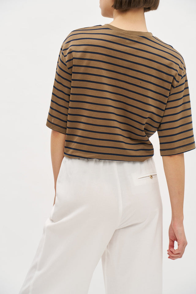 Oversized T Stripes Brown-Blue