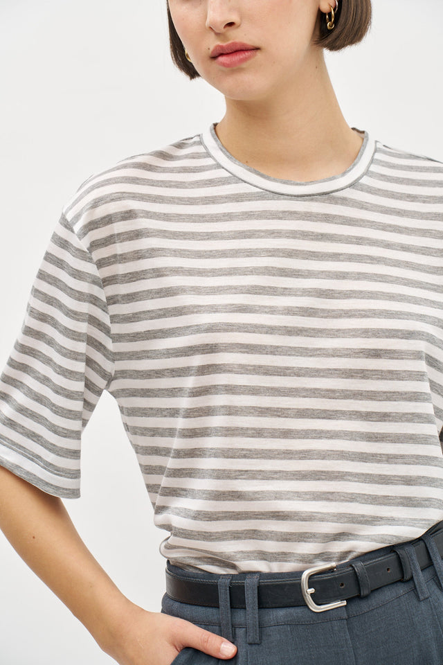 Oversized T Stripes Grey-White