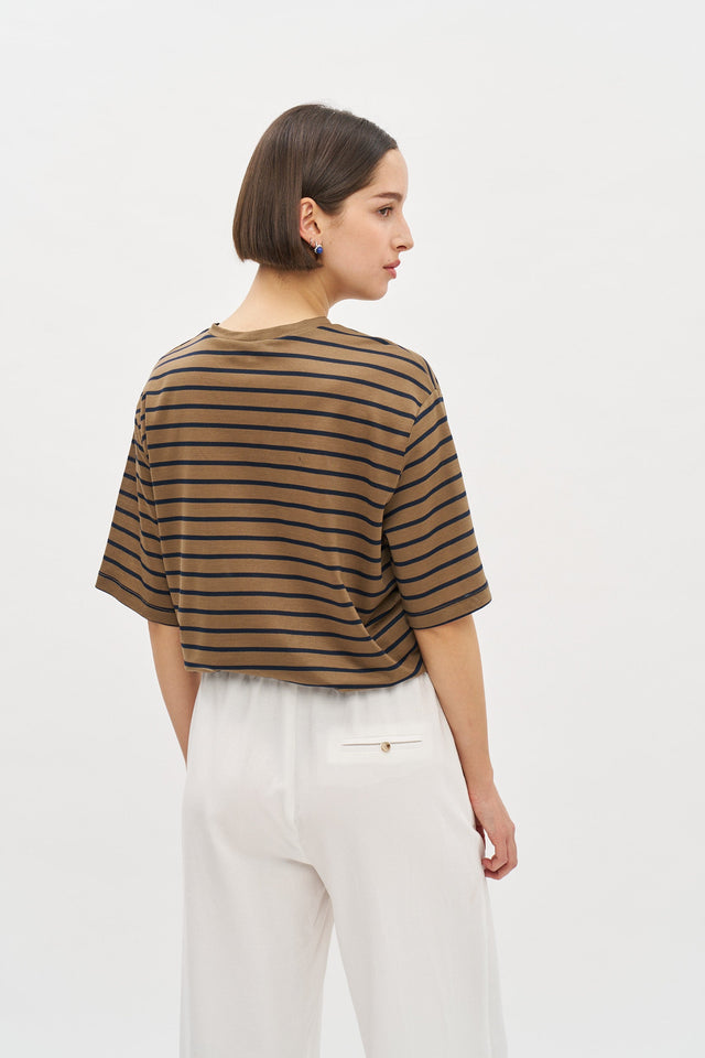 Oversized T Stripes Brown-Blue
