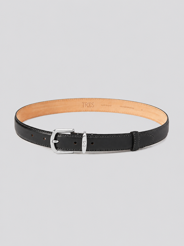 TRES Signature Belt Black Silver