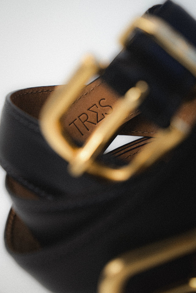 TRES Signature Belt Black Gold