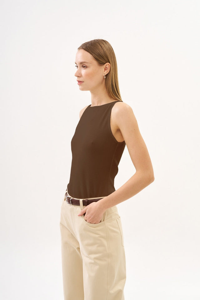 Vera Rib Tank Top Cashew Brown