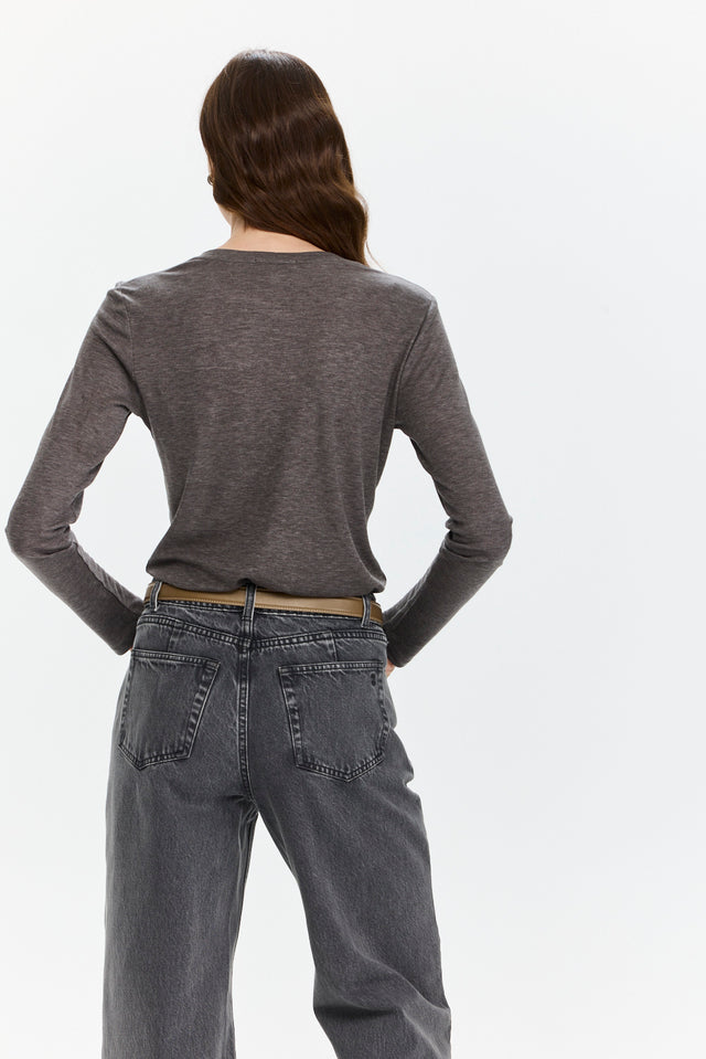 Wide Leg Denim Washed Grey