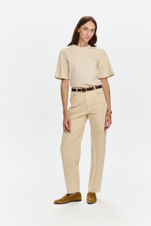 Barrel Leg Pants Beige