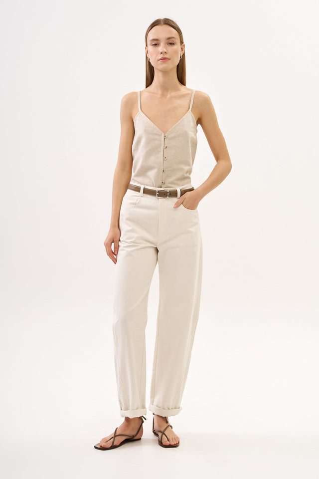 Barrel Leg Pants White