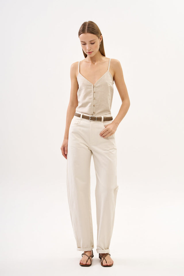 Barrel Leg Pants White