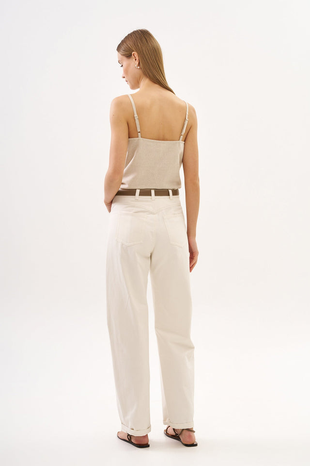 Barrel Leg Pants White