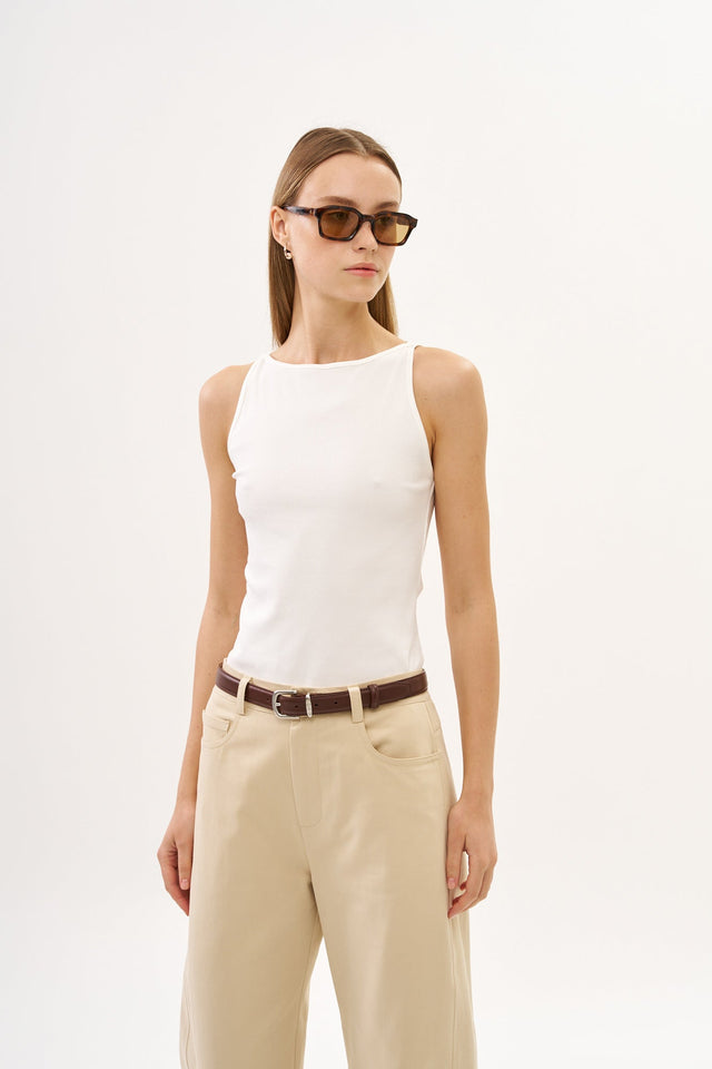 Vera Rib Tank Top White