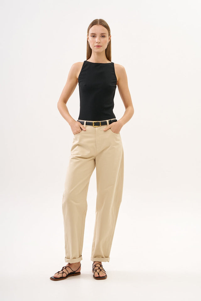 Barrel Leg Pants Beige