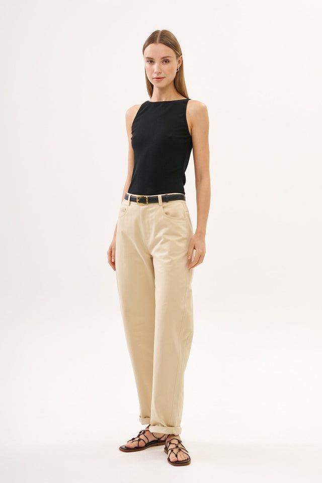 Barrel Leg Pants Beige