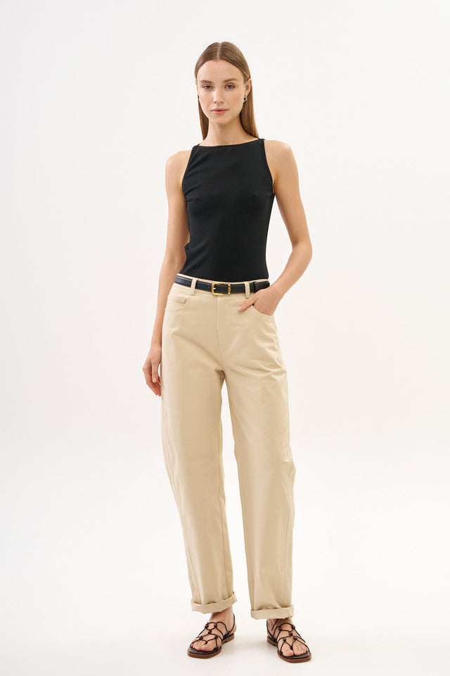 Barrel Leg Pants Beige