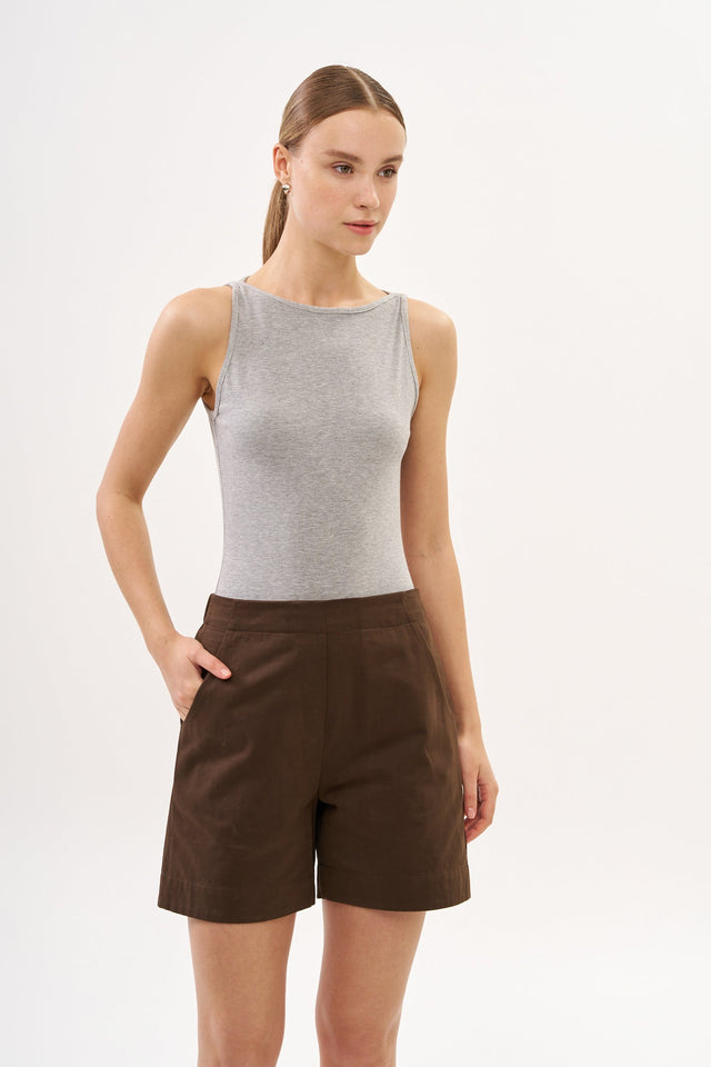 Vera Rib Tank Top Melange Grey