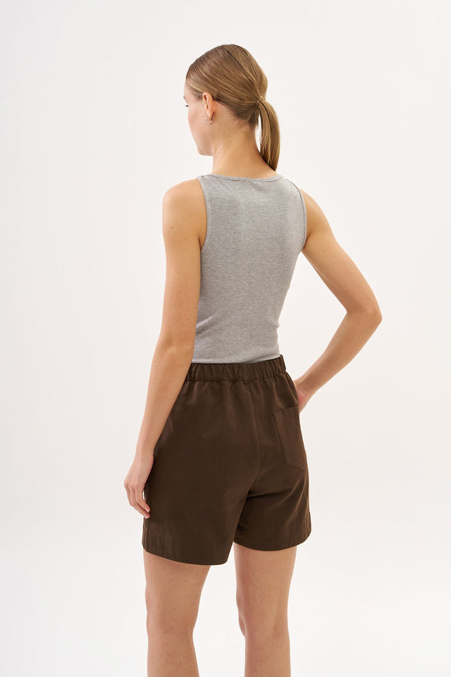 Vera Rib Tank Top Melange Grey