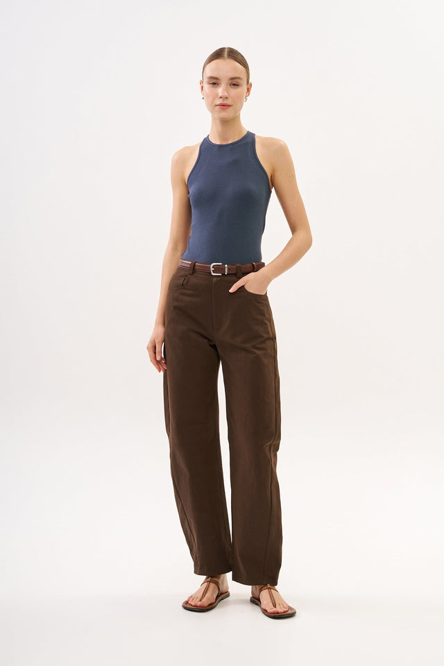 Barrel Leg Pants Brown
