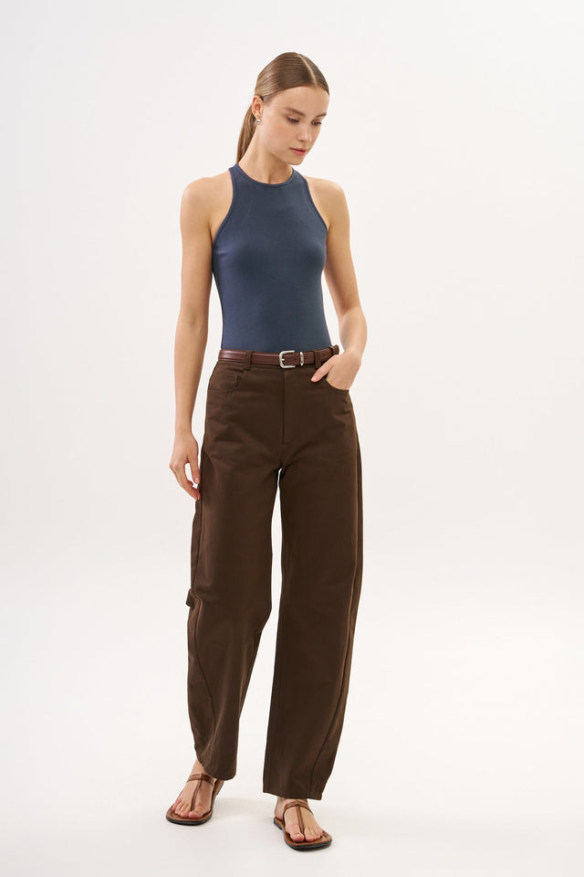 Barrel Leg Pants Brown