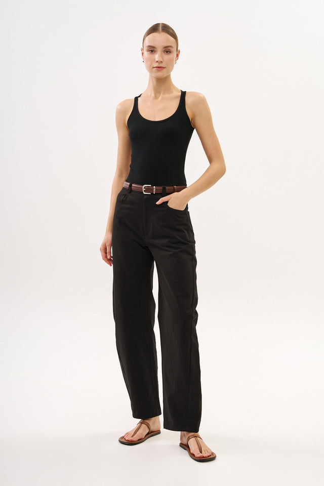 Barrel Leg Pants Black