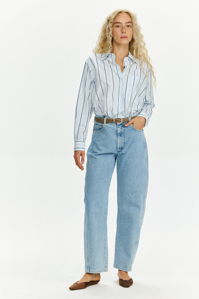 Sam Blouse Light Blue Stripes