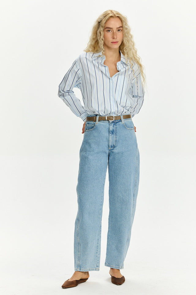 Sam Blouse Light Blue Stripes