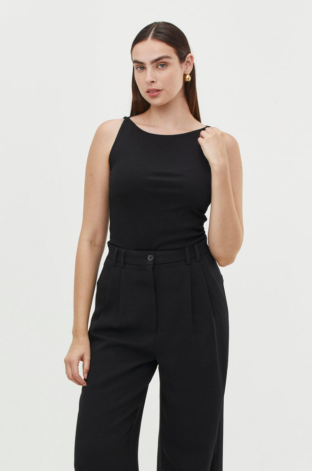 Vera Rib Tank Top Black