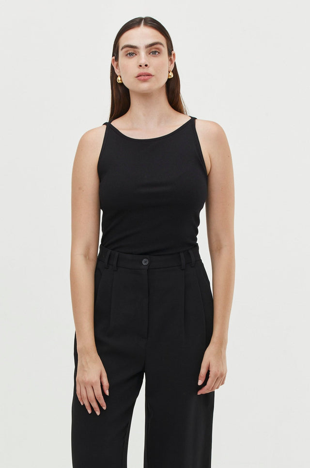Vera Rib Tank Top Black