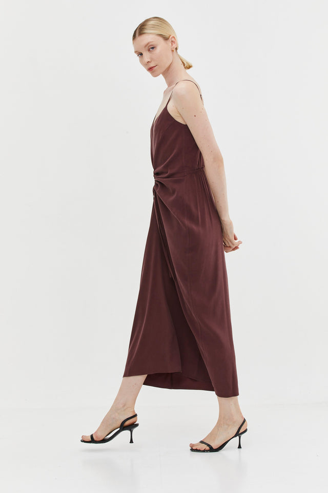 Nina Dress Cupro Burgundy