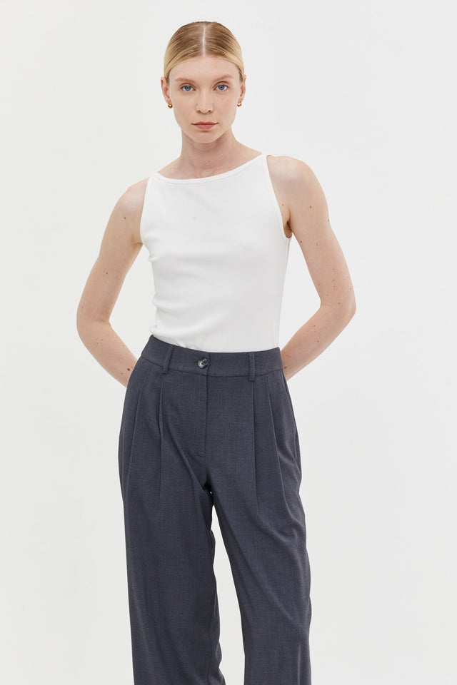 Vera Rib Tank Top White