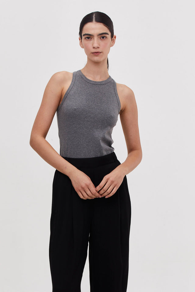 Zoe Rib Top Dark Grey