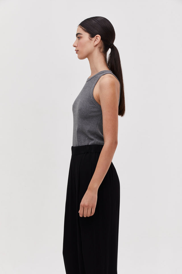 Zoe Rib Top Dark Grey