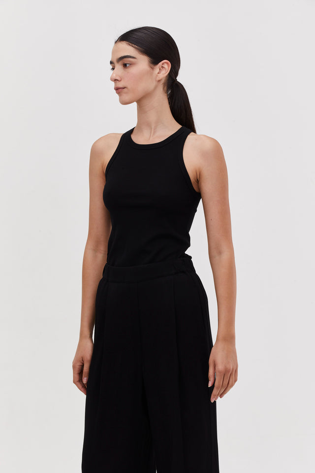Zoe Rib Top Black