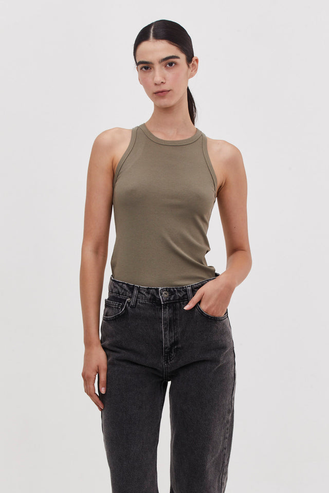 Zoe Rib Top Olive