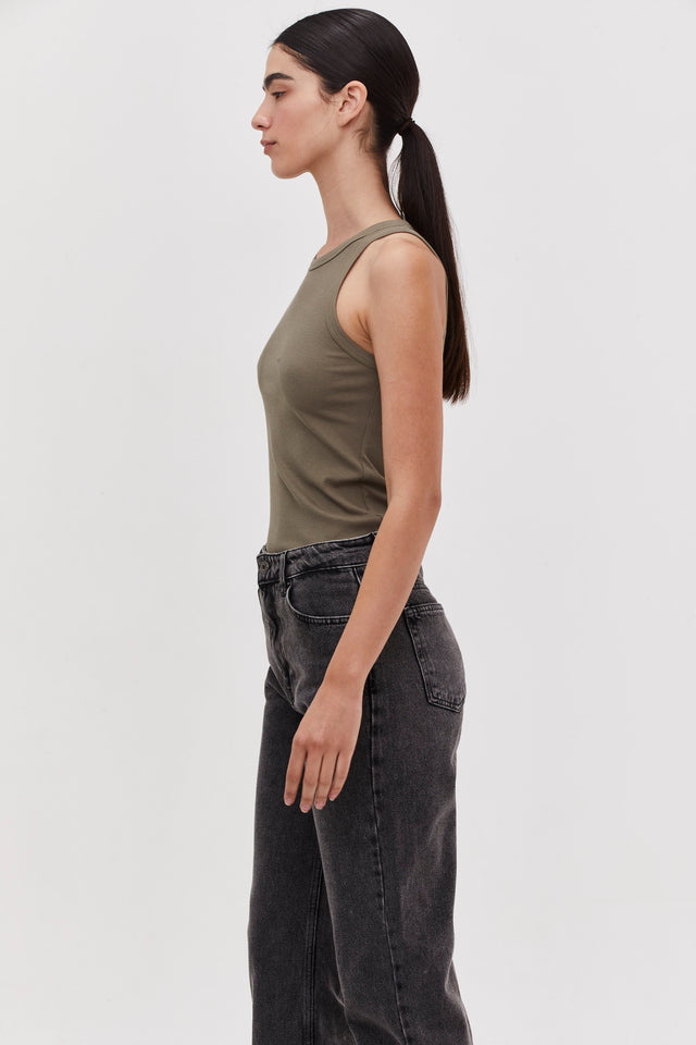 Zoe Rib Top Olive