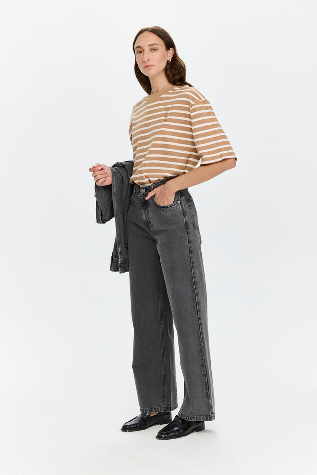 Wide Leg Denim Washed Grey