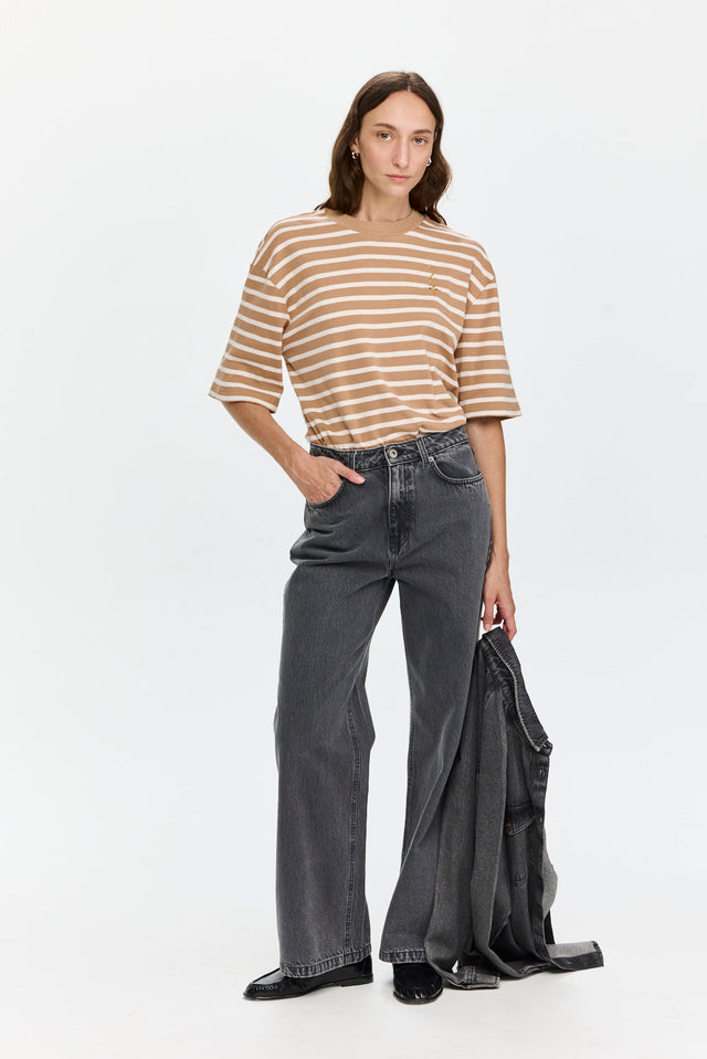 Wide Leg Denim Washed Grey