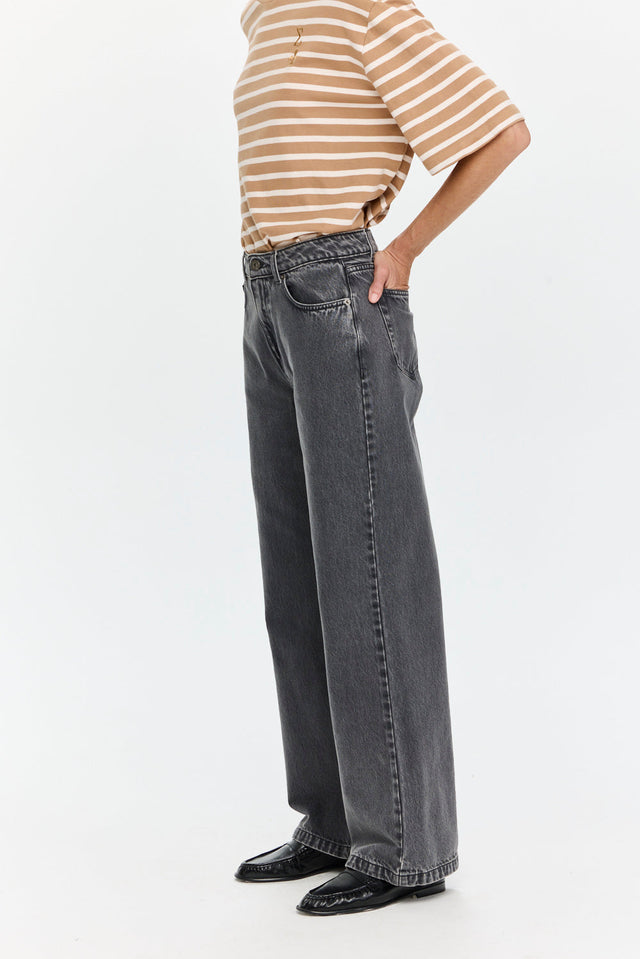 Wide Leg Denim Washed Grey