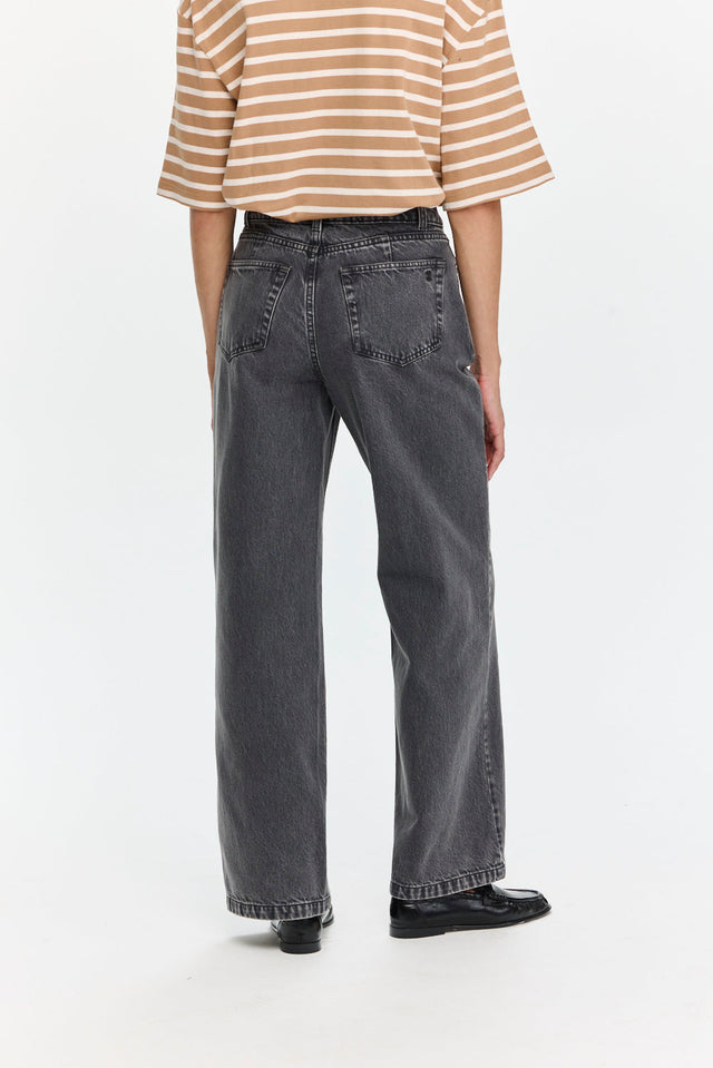 Wide Leg Denim Washed Grey
