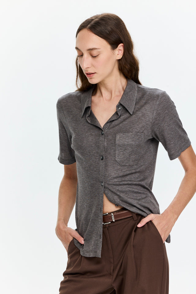 Alison Soft Blouse Dark Grey