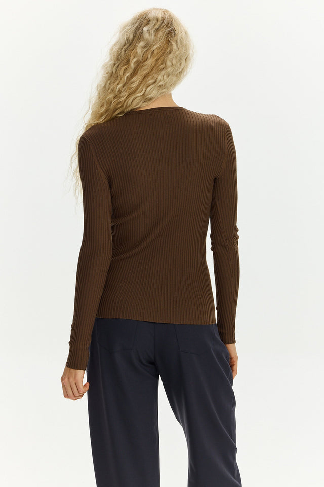 Rose Buttoned Knit Tencel Dusty Brown