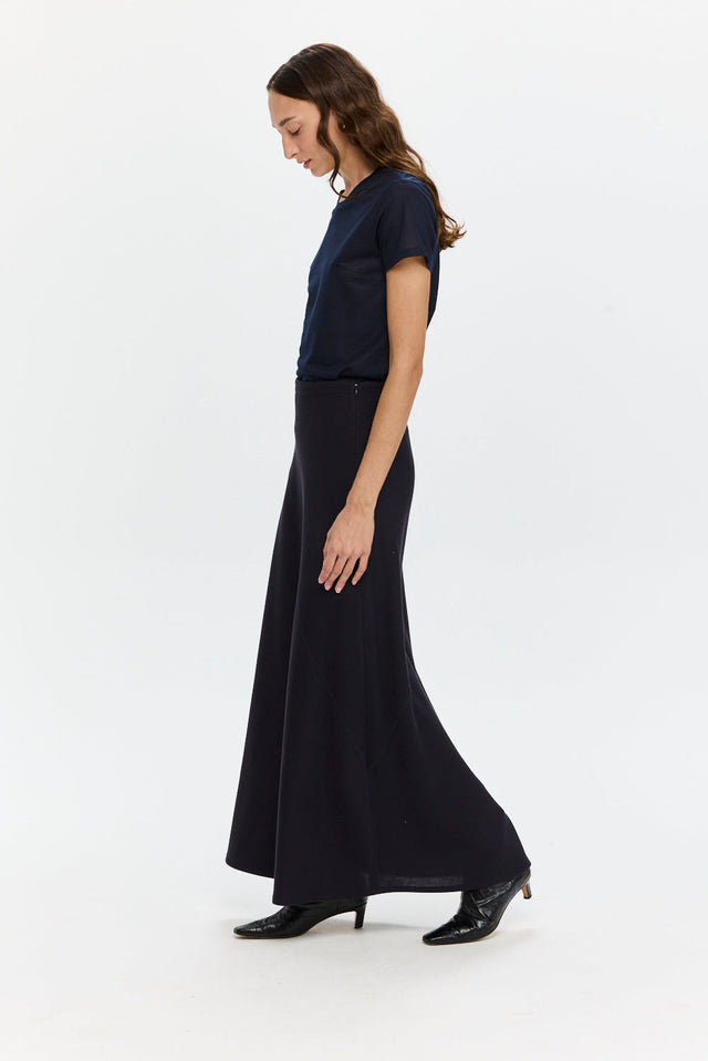 Bias Knit Skirt Navy