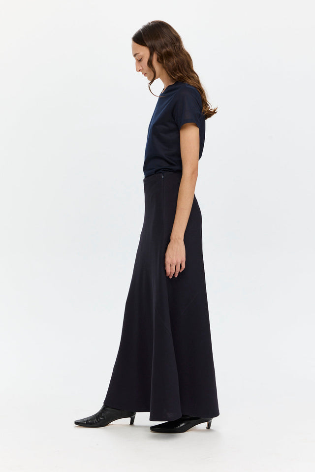 Bias Knit Skirt Navy