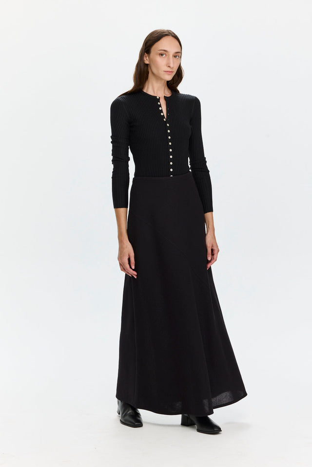 Bias Knit Skirt Black