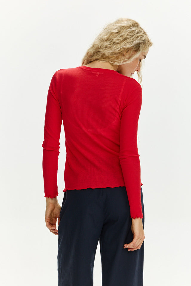 Fleur Long Sleeve T Red