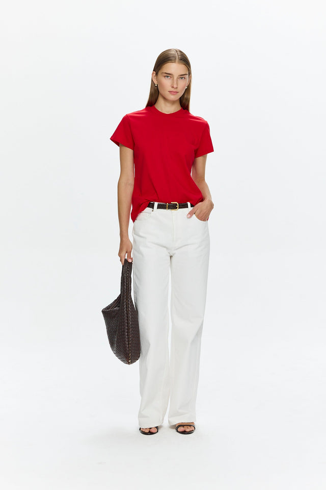 Wide Leg Mid Waist Denim White