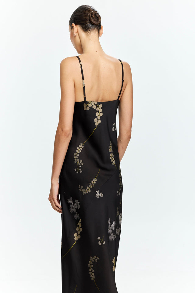 Printed Slip Dress Chocolate