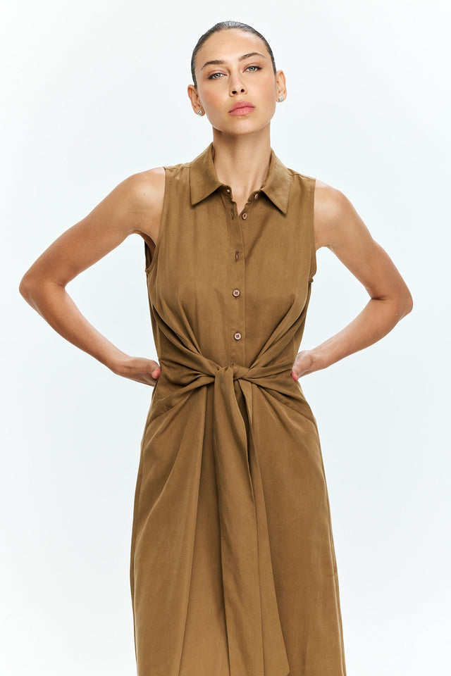 Sean Tie Dress Camel