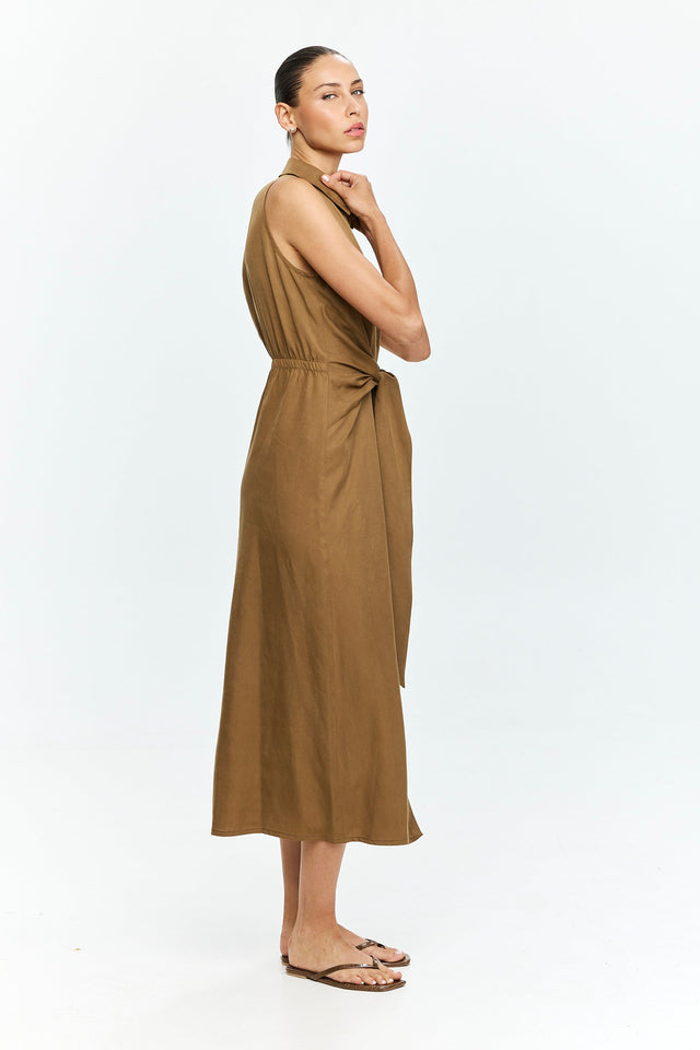 Sean Tie Dress Camel