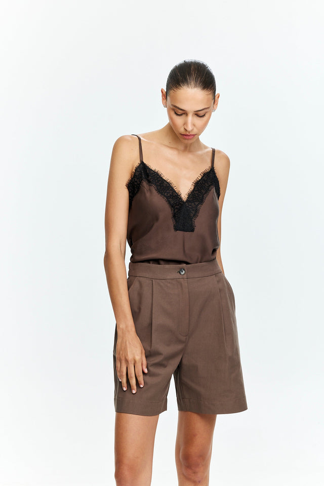 Celine Lace Top Dusty Brown