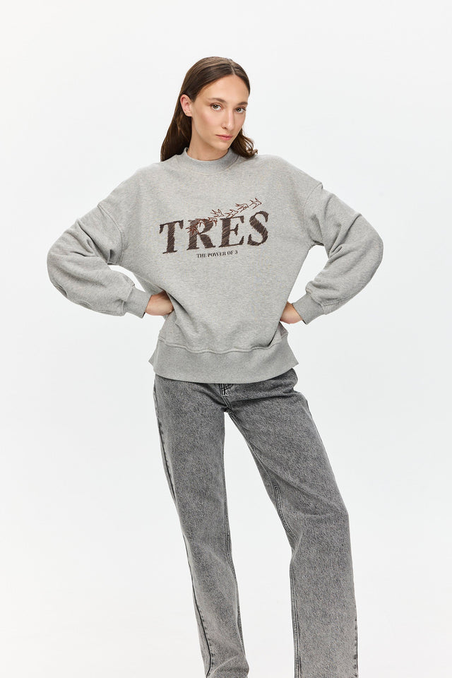 Birds Sweatshirt Grey Melange